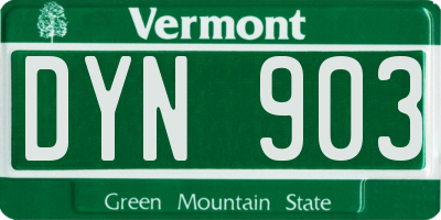 VT license plate DYN903