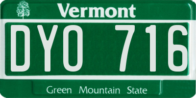 VT license plate DYO716