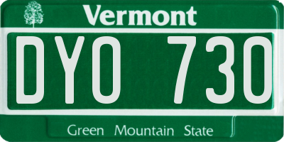 VT license plate DYO730