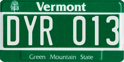 VT license plate DYR013