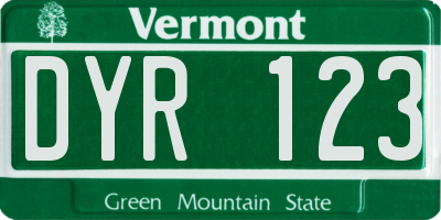 VT license plate DYR123