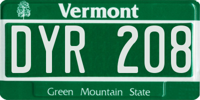 VT license plate DYR208