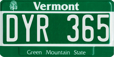 VT license plate DYR365