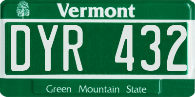 VT license plate DYR432
