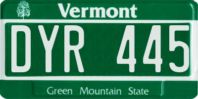 VT license plate DYR445
