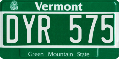 VT license plate DYR575