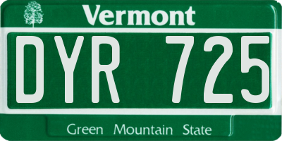 VT license plate DYR725