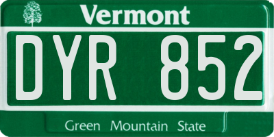 VT license plate DYR852