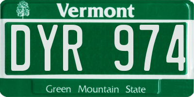 VT license plate DYR974