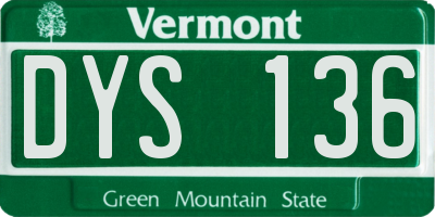 VT license plate DYS136