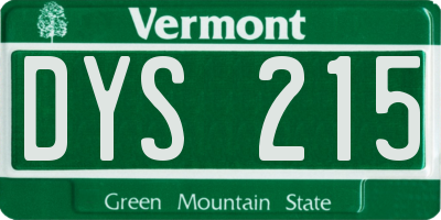 VT license plate DYS215