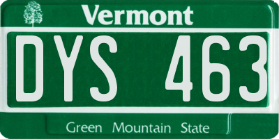VT license plate DYS463