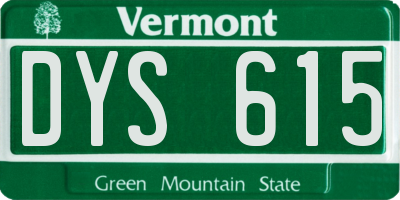 VT license plate DYS615