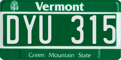 VT license plate DYU315