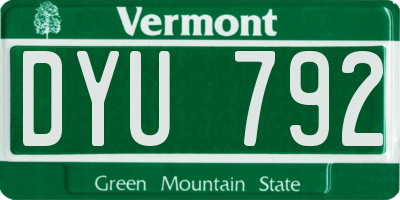 VT license plate DYU792