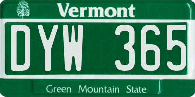VT license plate DYW365