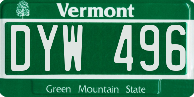 VT license plate DYW496