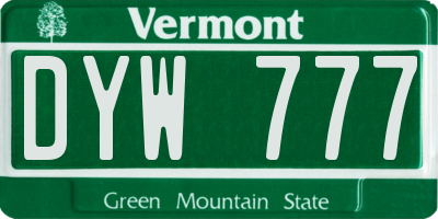 VT license plate DYW777