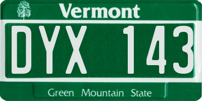 VT license plate DYX143