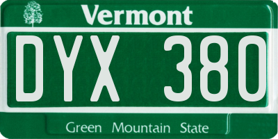 VT license plate DYX380
