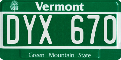 VT license plate DYX670