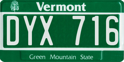VT license plate DYX716