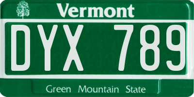 VT license plate DYX789