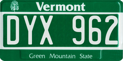VT license plate DYX962