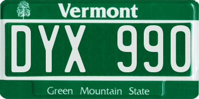 VT license plate DYX990