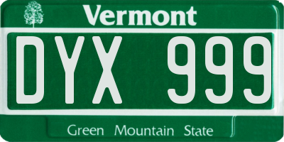 VT license plate DYX999