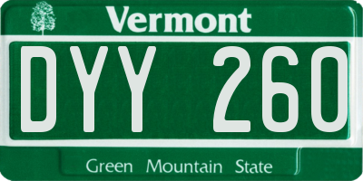 VT license plate DYY260