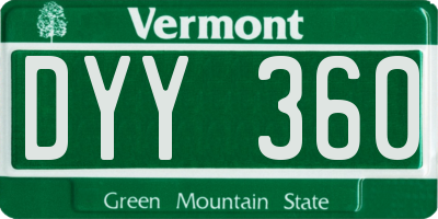 VT license plate DYY360