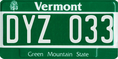 VT license plate DYZ033