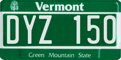 VT license plate DYZ150
