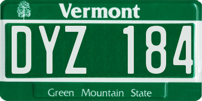 VT license plate DYZ184