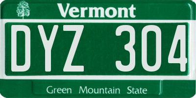 VT license plate DYZ304