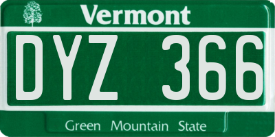 VT license plate DYZ366