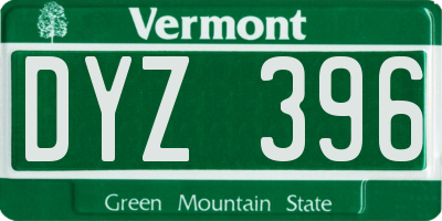 VT license plate DYZ396