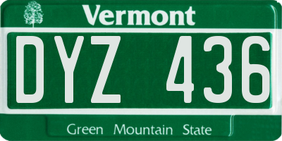 VT license plate DYZ436