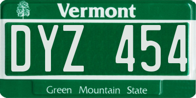 VT license plate DYZ454