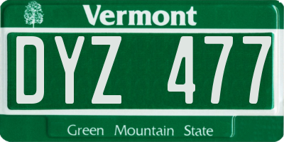 VT license plate DYZ477