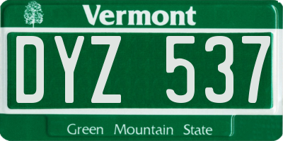 VT license plate DYZ537