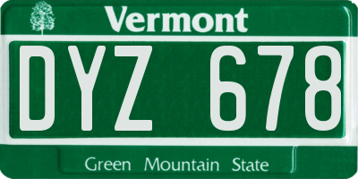 VT license plate DYZ678