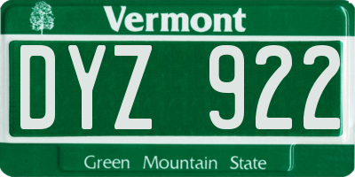 VT license plate DYZ922