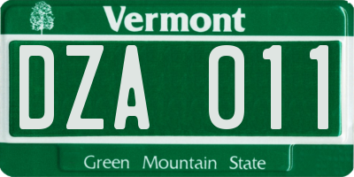 VT license plate DZA011