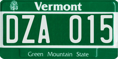 VT license plate DZA015