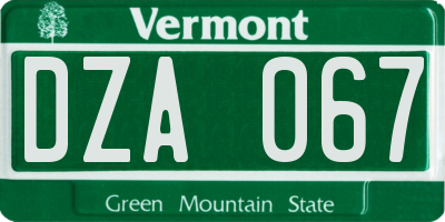 VT license plate DZA067