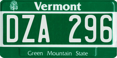 VT license plate DZA296