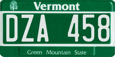 VT license plate DZA458