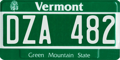 VT license plate DZA482